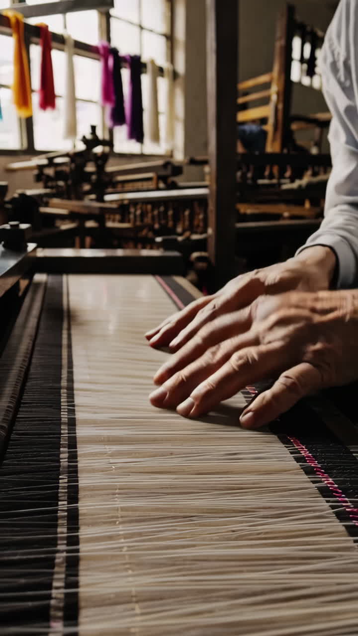 Traditional Weaving Process in a Workshop