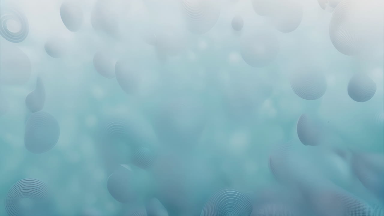 Svævende cirkler animation på abstrakt blå og hvid baggrund
