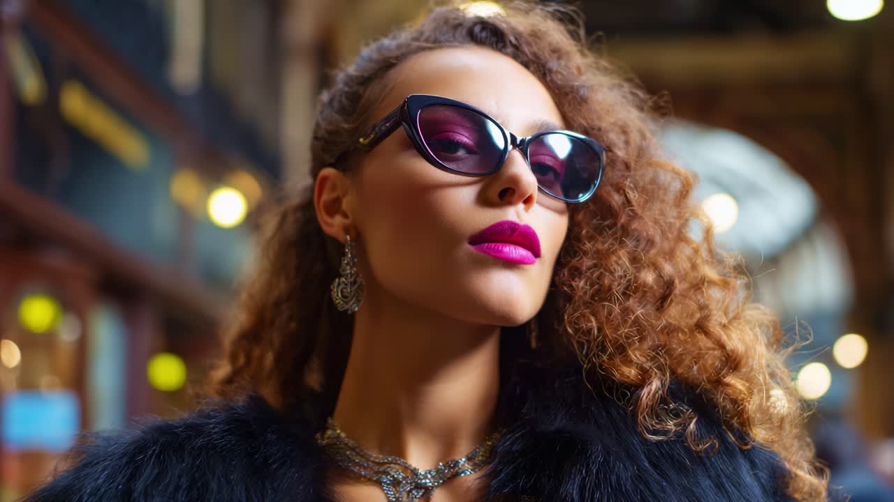 Un modello alla moda che mostra occhiali da sole e accessori glamour in un elegante ambiente urbano con un'espressione audace e sicura di sé catturata in due immagini