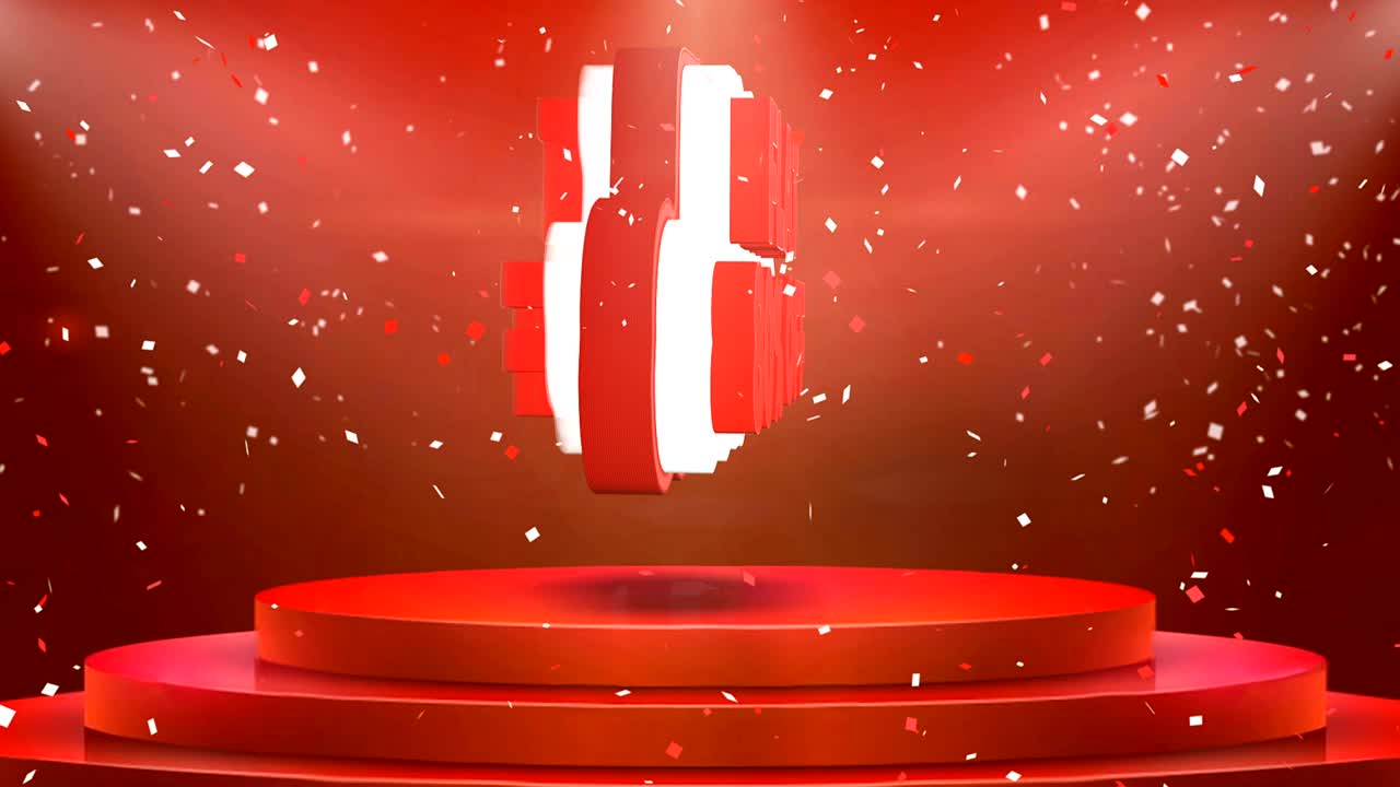 80 오프 플래트 텍스트 애니메이션 무대 포디움 콘페티 루프 애니메이션