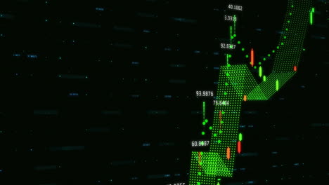 animación del procesamiento de datos financieros sobre un fondo oscuro
