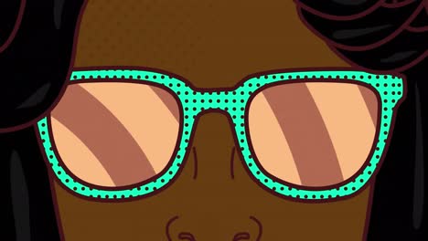 animation of woman with glasses icon over lines moving