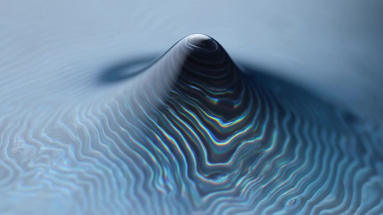 Explore the abstract beauty of wave patterns in a serene, futuristic digital environment. This scene, captured with a static perspective, features a harmonious blend of blue and white hues.