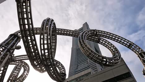 beautiful rollercoaster art structure in yokohama, japan