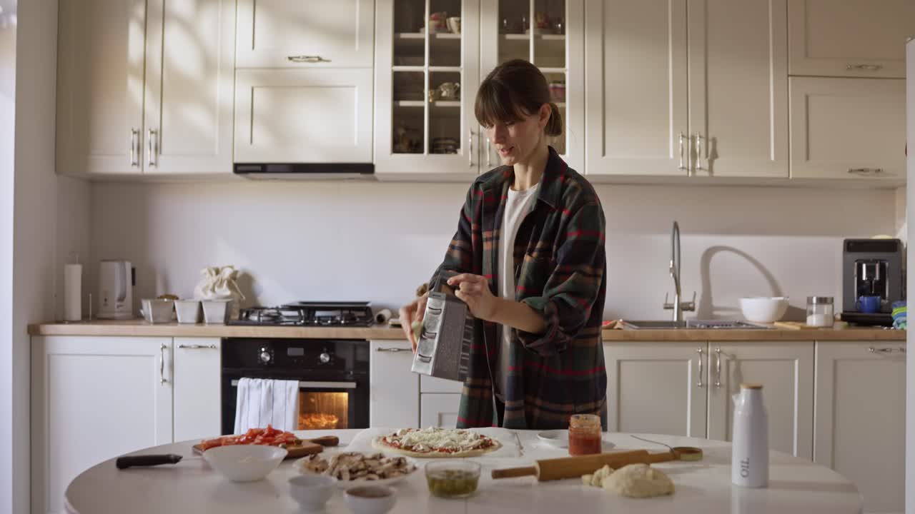 Woman in kitchen preparing food