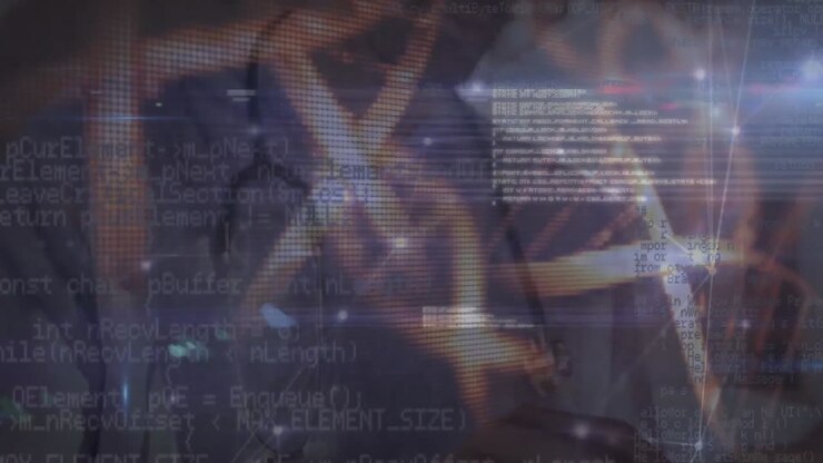 Animation of connections and dna over caucasian male doctor