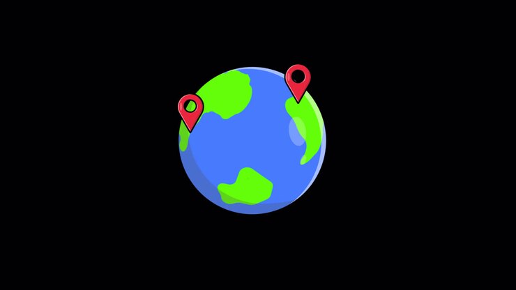 Cartoon Earth Globe with Red Location Pins Appearing