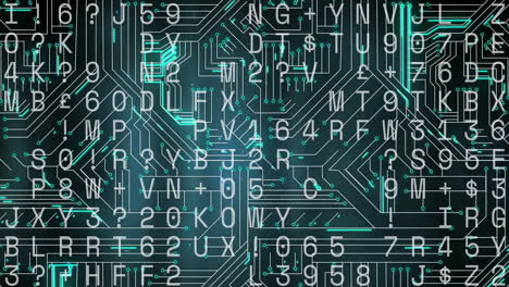 animation of network of connections with data processing on black background