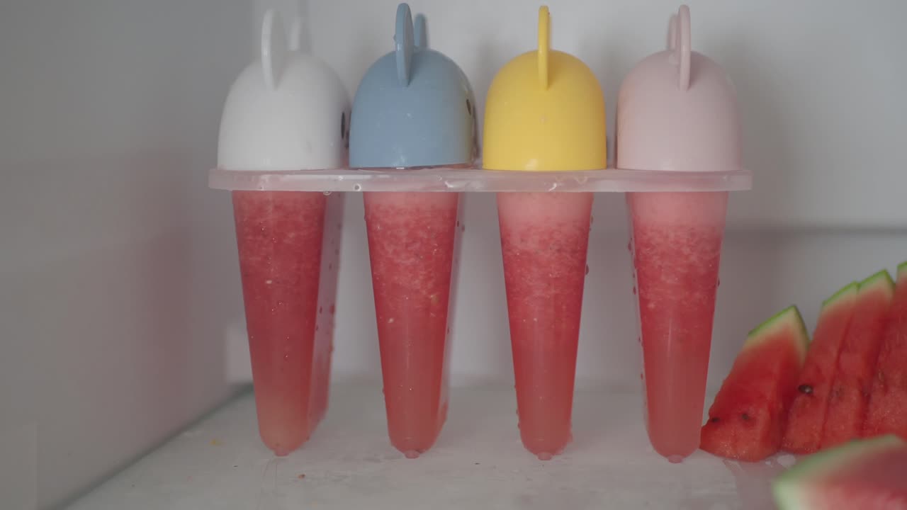 Watermelon Popsicles in a Freezer Tray