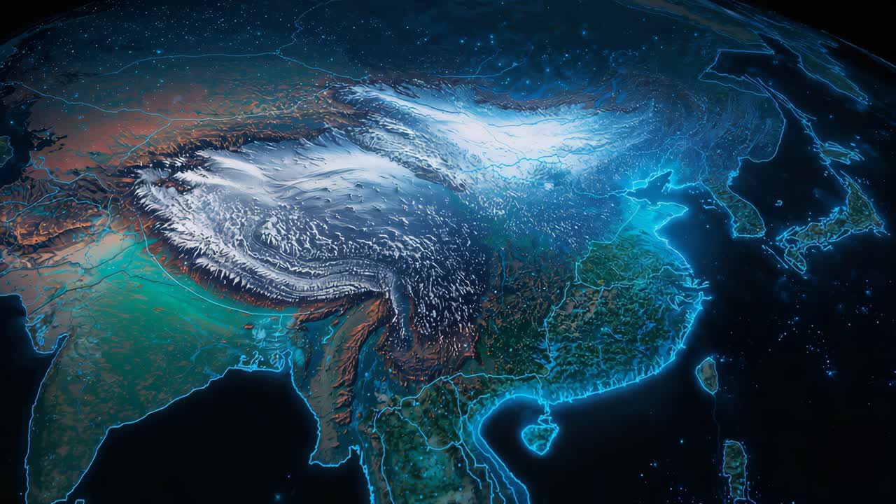 Digital Art Map of Asia