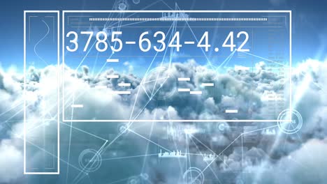 animation of digital data processing and networks over clouds