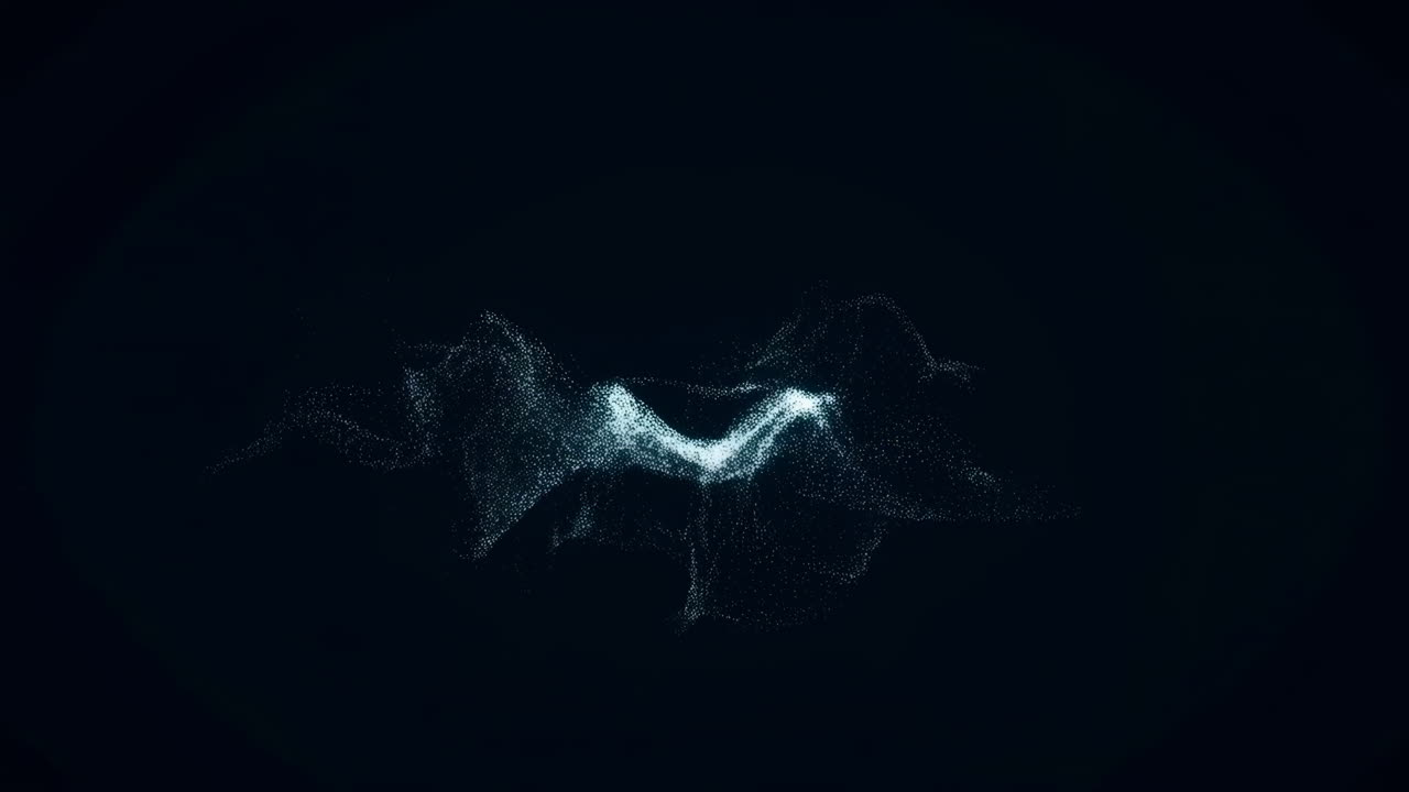 Abstract Glowing Particles Flowing on Dark Background