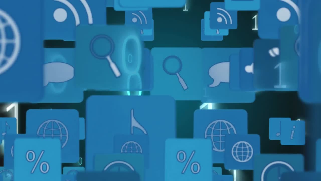 iconos y símbolos de internet con códigos binarios