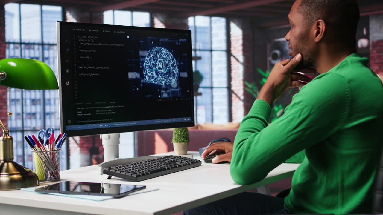 Vertical Video System administrator programming AI brain computerized model