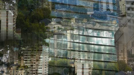cityscape on modern buildings