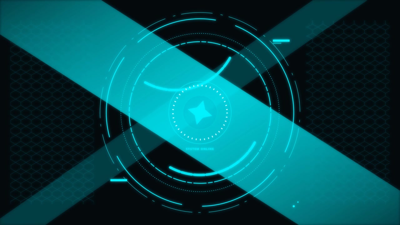 Futuristic Digital HUD Interface with Rotating Circular Elements