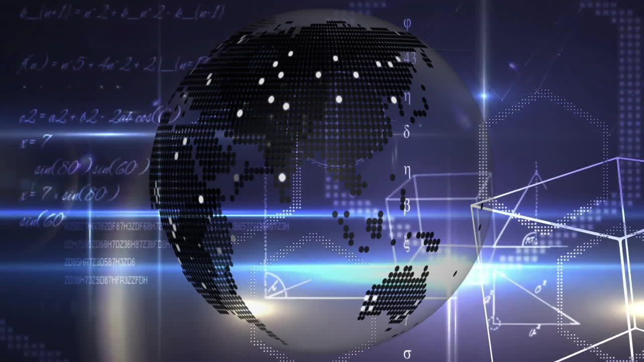 전 세계에 걸쳐 연결과 데이터 처리의 애니메이션