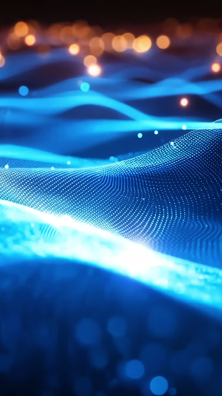 A blue and orange wave with a lot of sparkles. The blue and orange colors give the image a dreamy and ethereal feel