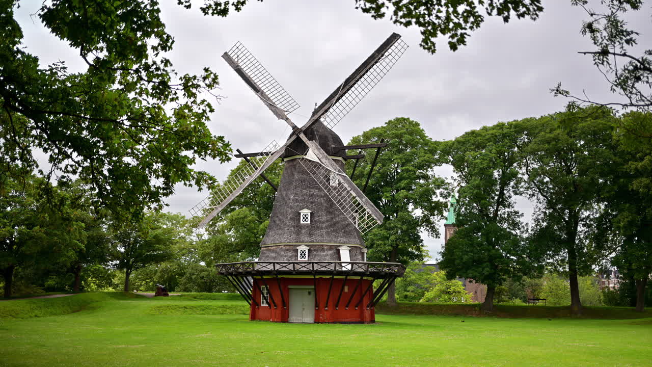 View of the Kastelsmollen Windmill in the Kastellet in Copenhagen, Denmark