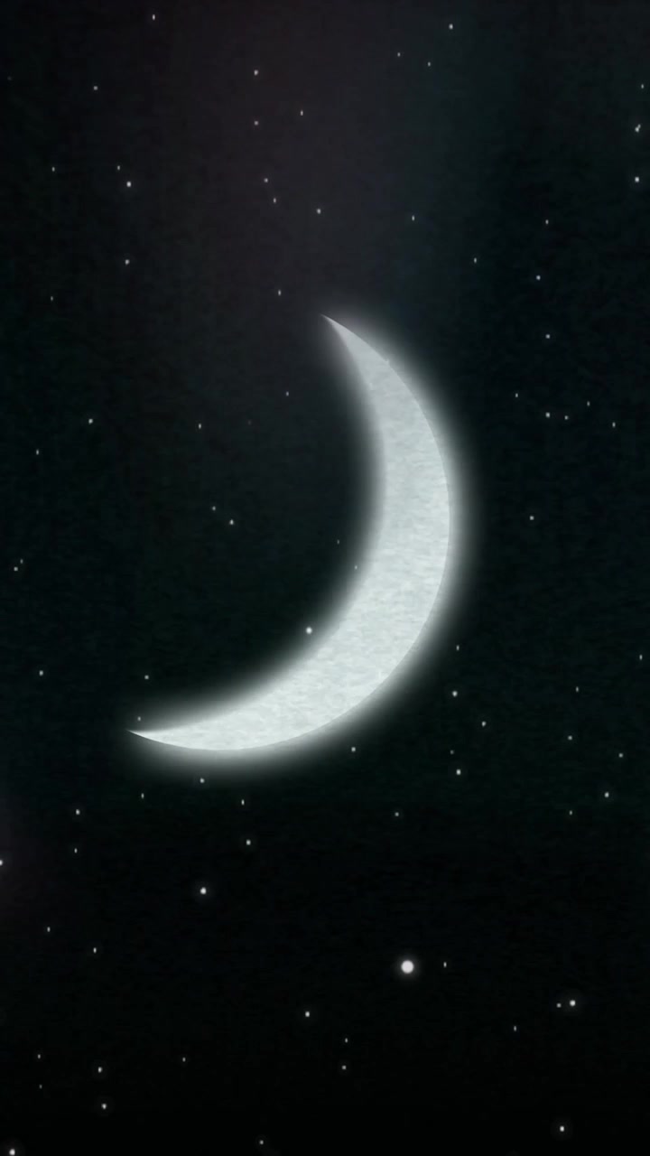 Animação de lua sobre rastros de luz
