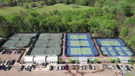 side aerial shot of tennis tournament