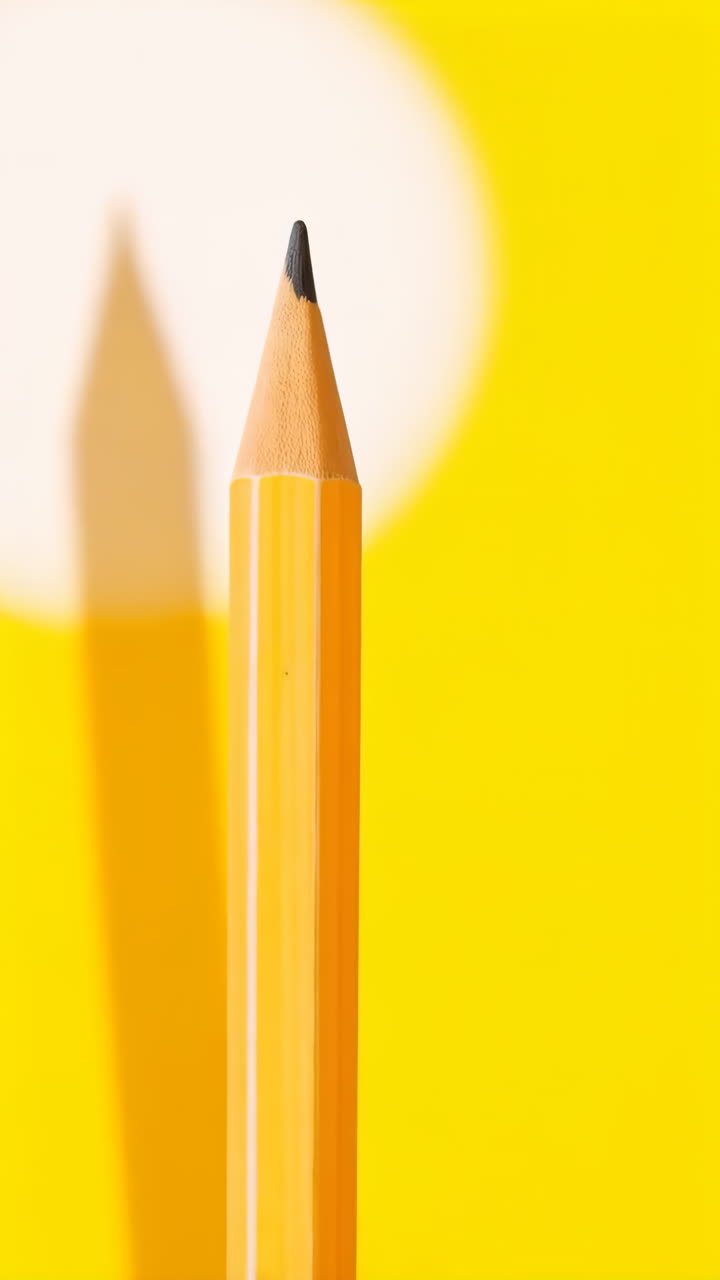 A yellow pencil casting a shadow on a bright yellow background