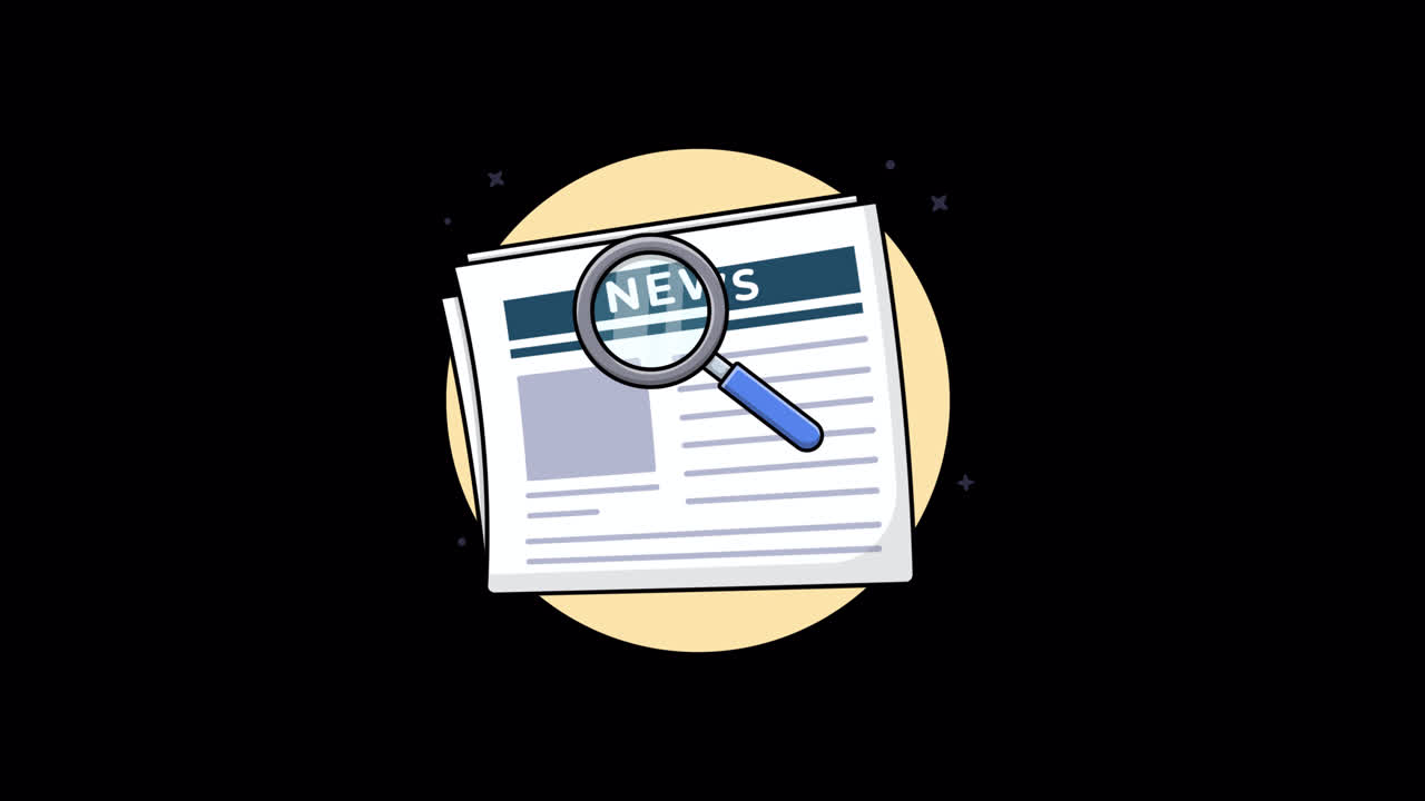 Animated Magnifying Glass Searching News Newspaper