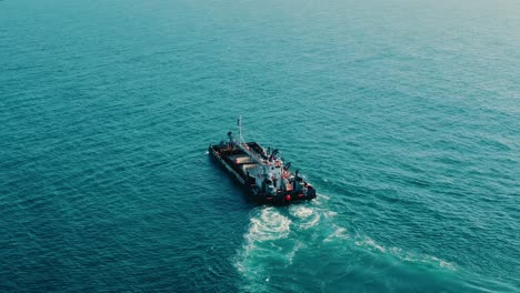 Static-Shot-Of-Local-Vessel-Sailing-In-Ericeira-Blue-Sea,-Portugal