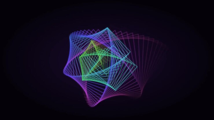 Abstract Motion Graphics with Glowing Neon Geometric Lines