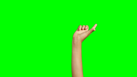 Person-making-hand-gesture-against-green-screen-background