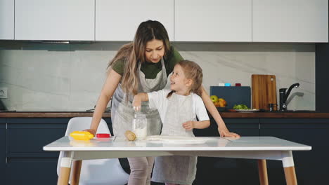 hild pull out handful of flour