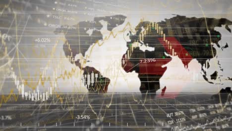 animation of financial data processing over world map