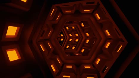 túnel 3d de color naranja brillante