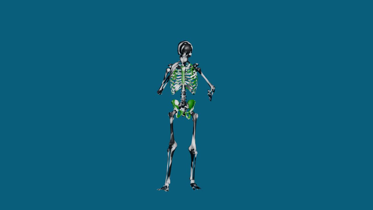 esqueleto hablando por teléfono y caminando
