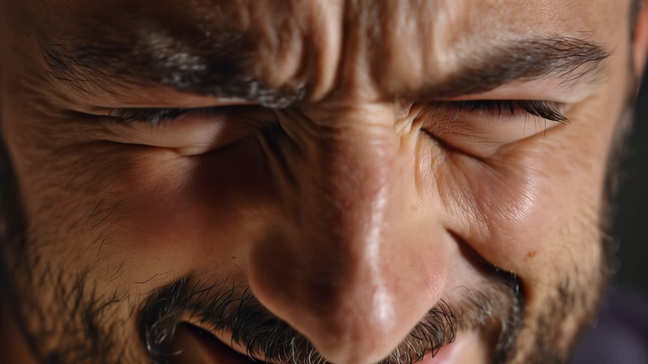 Intenso ritratto in primo piano che cattura emozione e profondità negli occhi di un soggetto maschile con tratti accattivanti.