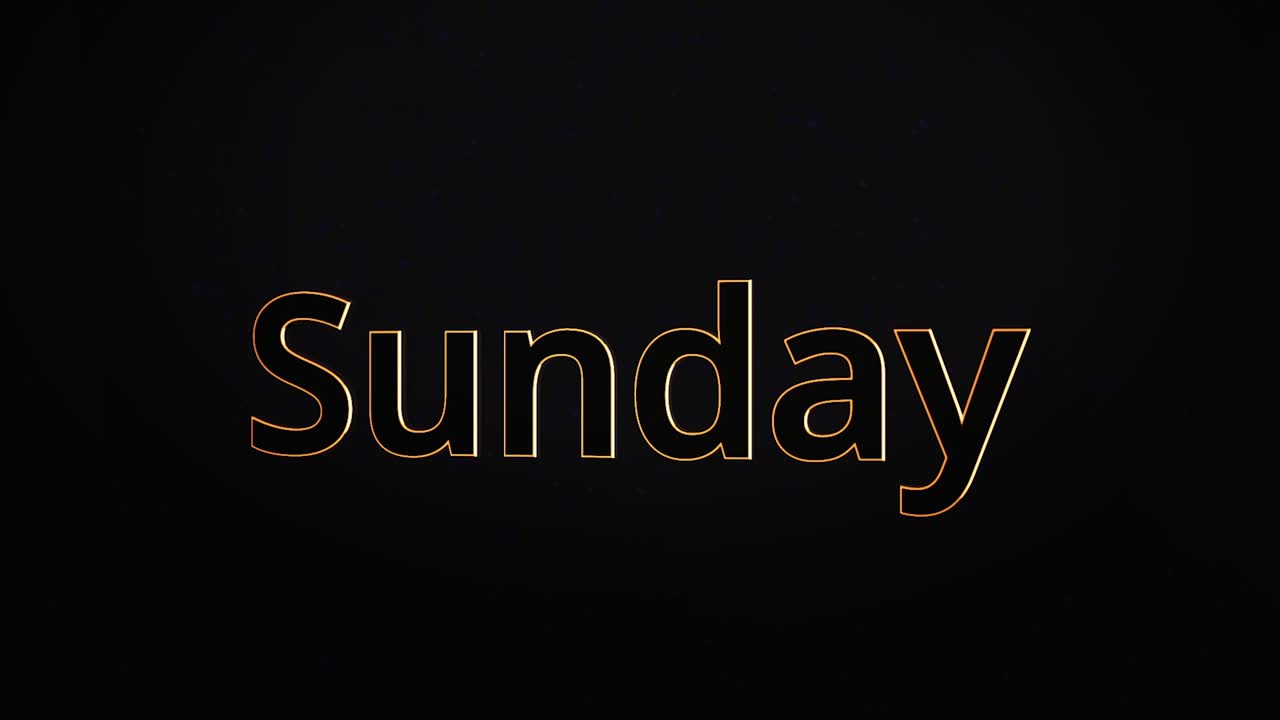 Sunday 3D Text on Black Background