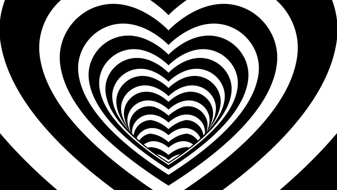 시엄리스 루핑 블랙 앤 화이트 하트 터널 애니메이션 배경 4k