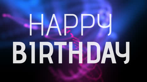 happy birthday text with neon lines
