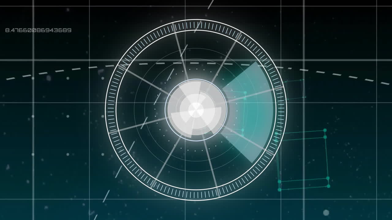 어두운 배경에서 범위 스캐닝과 데이터 처리의 애니메이션