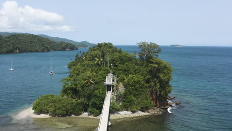 Historic-Footbridge-Connected-To-The-Small-Island-In-Samana-Peninsula,-Dominican-Republic