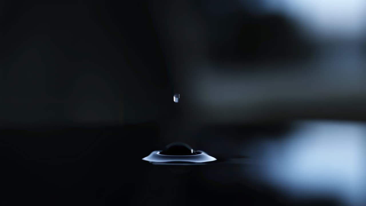 Slow Motion Water Droplet Falling and Creating Ripples