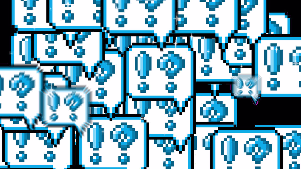 Pixel art pop up speech bubble icon interrobang mark Transitions. 1080p - 30 fps - Alpha Channel (2).mov