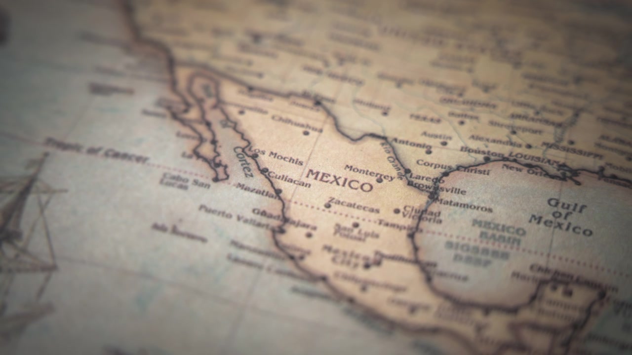 Mexico på et vintage politisk verdenskort
