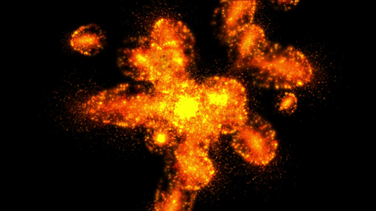 explosión de lava de partículas fuego abstracto 4k