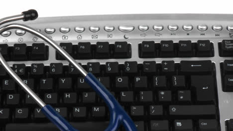 panorama of a stethoscope on a keyboard