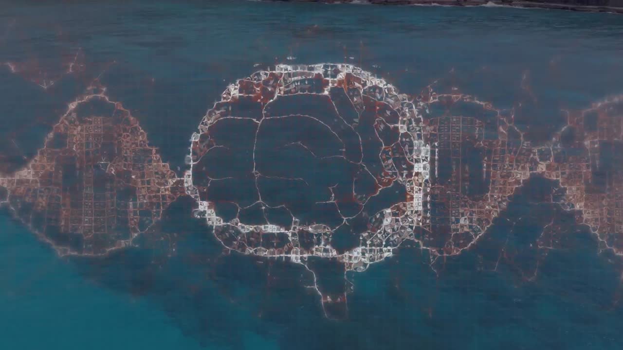 animación del cerebro humano sobre el paisaje marino