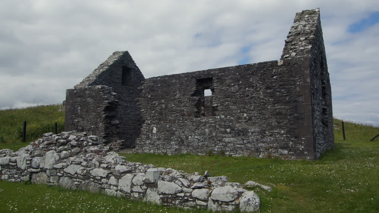 Ancient Stone Ruins of an Old Church in Ireland