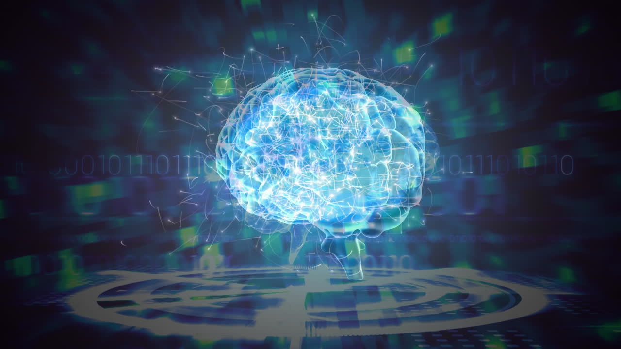 Science Composition Animated brain colored in blue and green