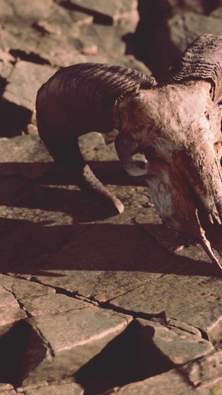 cráneo de animal en piedras antiguas