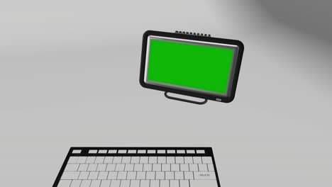 el teclado de la computadora de pantalla verde 4k 3d borra